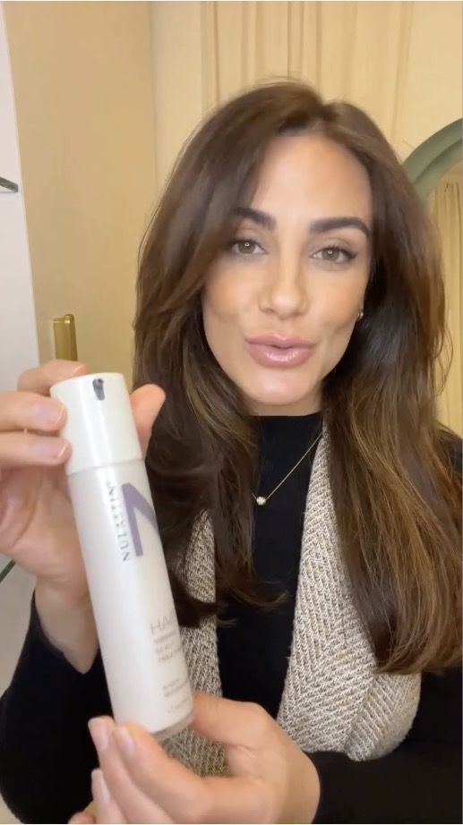 Instagram video — creator holding a Nulastin hair treatment bottle